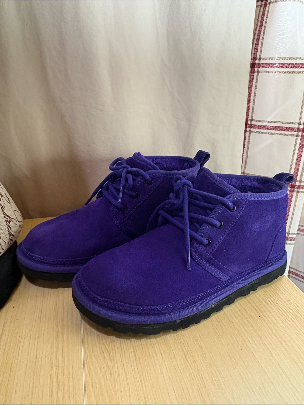 UGG Women Purple Suede Lace-Up Ankle Boots